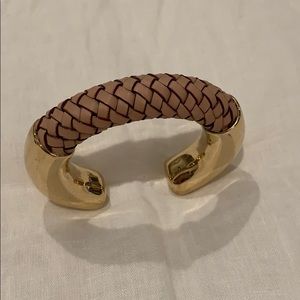 JCrew Braided leather and gold cuff bracelet